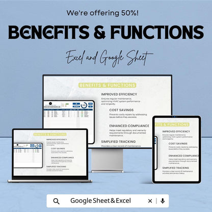 Operations HVAC Maintenance Log Template | HVAC Service Tracker | Excel & Google Sheets