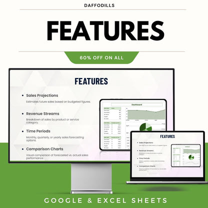 Budget Sales Forecast Template, Sales Forecast Spreadsheet, Revenue Projection Tool, Google Sheets Excel