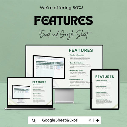 Church Membership and Dues Tracker Template | Tithes and Offerings Tracker | Church Finance Spreadsheet | Membership Database