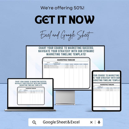 Marketing Timeline Sheet for Strategic Planning | Excel & Google Sheets Template | Marketing Campaign Planner