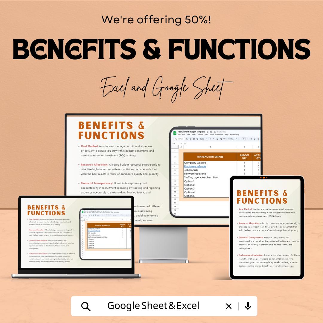 Recruitment Budget Sheet | Excel & Google Sheets Template for Recruitment Costs Management