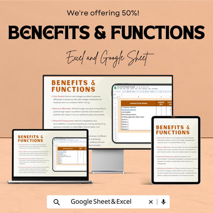 Recruitment Budget Sheet | Excel & Google Sheets Template for Recruitment Costs Management