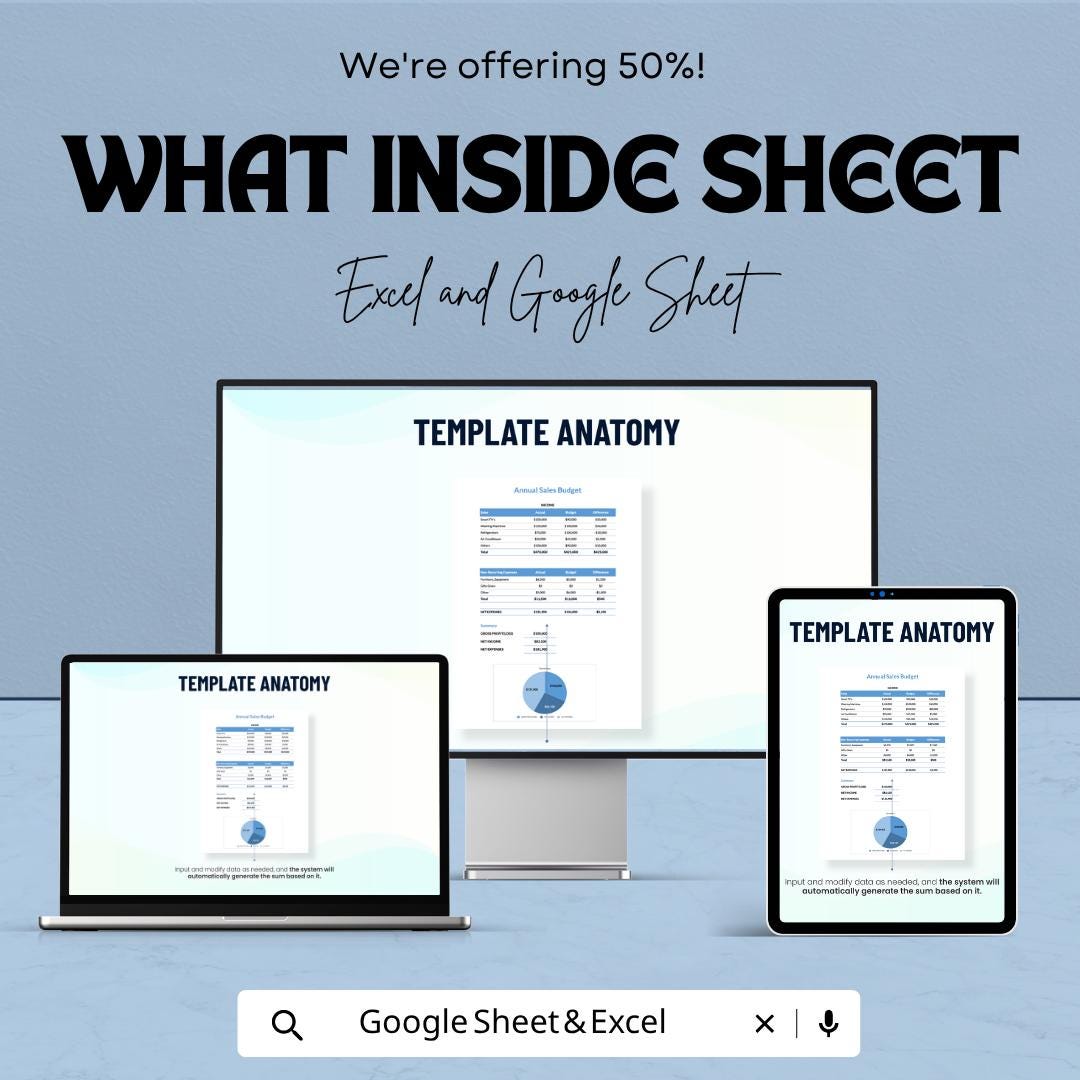 Annual Sales Budget Template | Sales Forecast Spreadsheet | Revenue Tracker Sheet | Income Expense Tracker