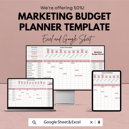 Marketing Budget Planner Template | Marketing Budget Sheet | Monthly Budget Planner | Marketing Expense Tracker | Google Sheet