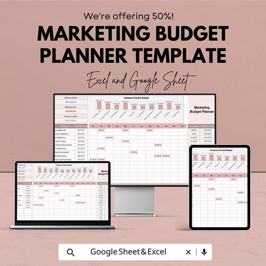 Marketing Budget Planner Template | Marketing Budget Sheet | Monthly Budget Planner | Marketing Expense Tracker | Google Sheet