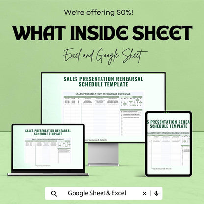 Sales Presentation Rehearsal Schedule Template | Sales Meeting Planner | Presentation Practice Schedule | Digital Download