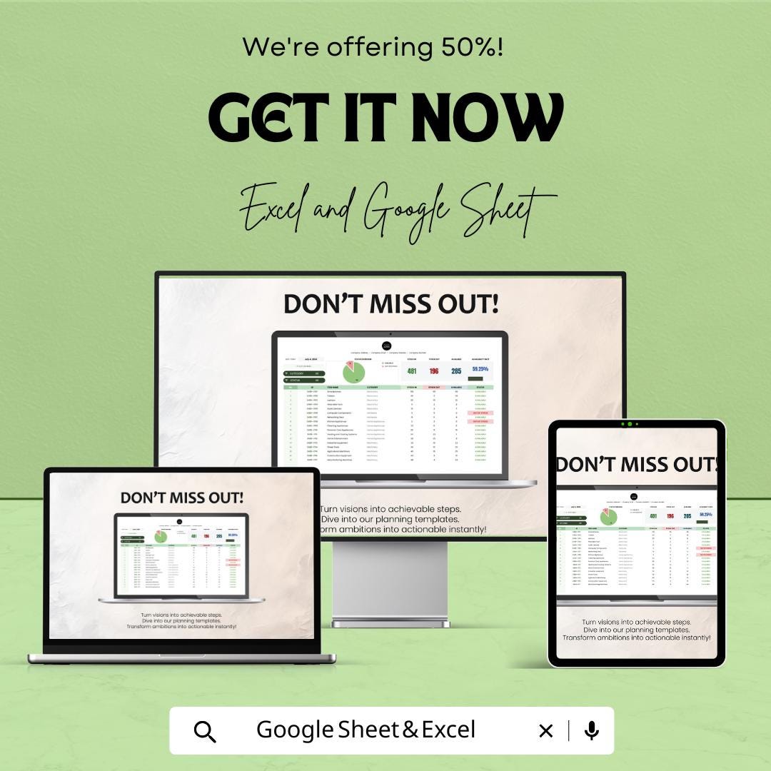 Startup Inventory Management System Template | Inventory Dashboard and Stock Tracker | Excel & Google Sheets
