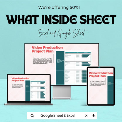 Video Production Project Plan Template | Google Sheet & Excel | Filmmaking Timeline Planner | Pre to Post Production Tracker