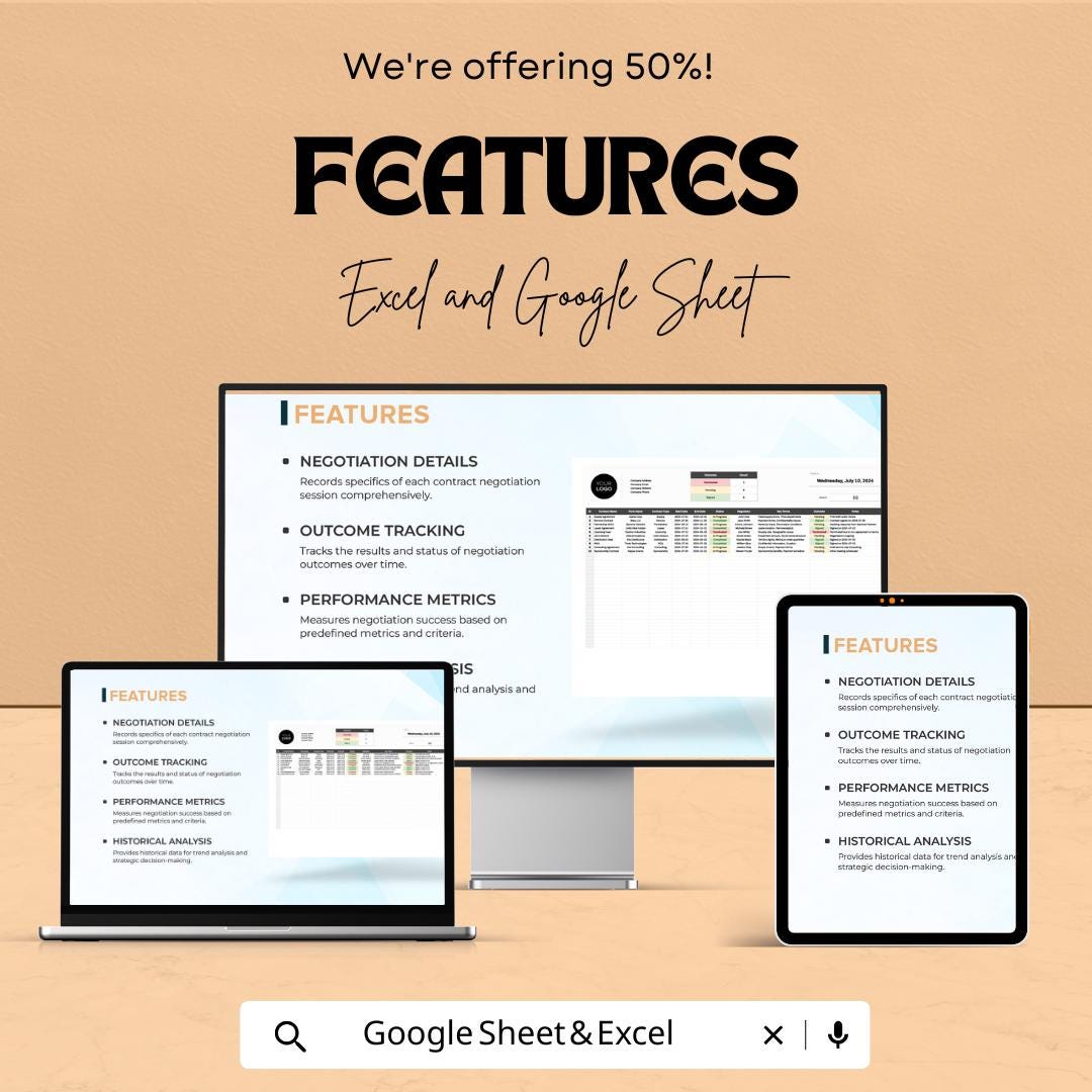 Legal Contract Negotiation Outcome Tracker Template | Excel & Google Sheets | Contract Management Spreadsheet | Lawyer Negotiation Tracker