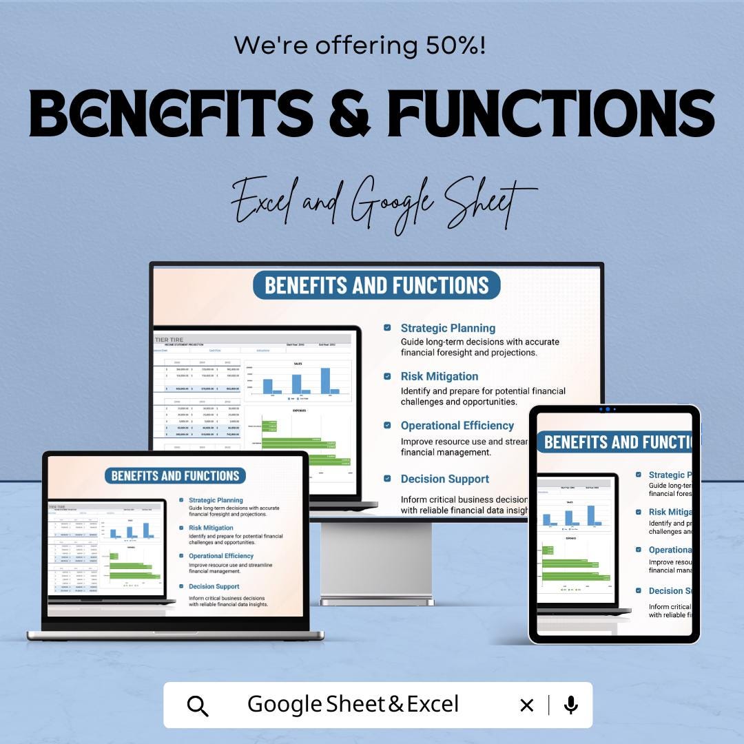 Company Financial Projections Template | Business Budget Planner | Income Statement, Cash Flow and Balance Sheet | Startup Finance Tool