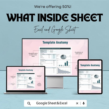 Finance Portfolio Performance Analysis Template | Investment Performance Tracker | Portfolio Metrics Dashboard | Excel & Google Sheets