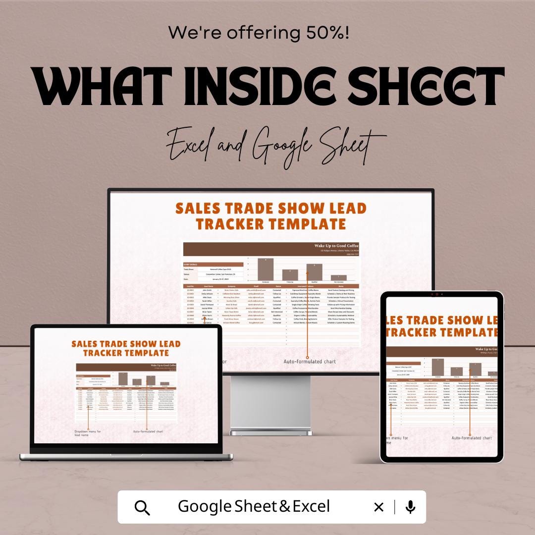 Sales Trade Show Lead Tracker Template | Excel & Google Sheets Lead Management Dashboard | Event Sales CRM Tracker