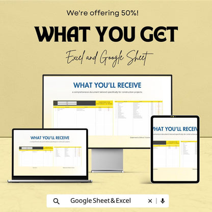 Construction Statement of Work Template | SOW Template | Project Scope Tracker | Construction Planner | Task & Timeline Sheet