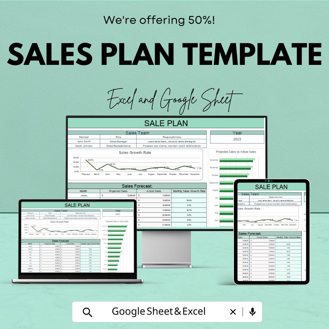 Sales Plan Template | Sales Forecast Dashboard | Sales Team Planning Template | Revenue Planning Spreadsheet