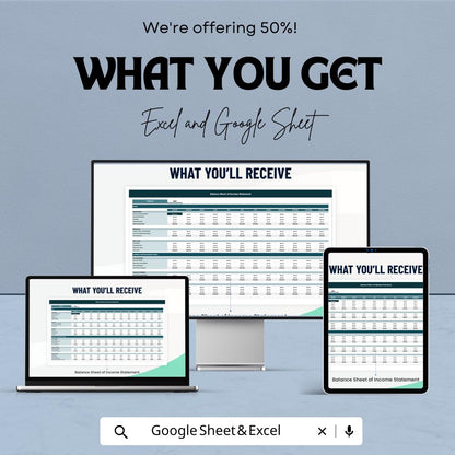 Balance Sheet & Income Statement Template | Excel and Google Sheets | Financial Statement Template | Business Accounting Spreadsheet