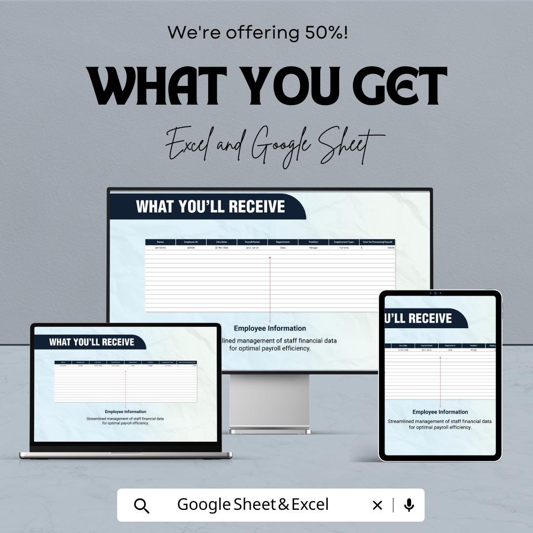 Finance Payroll Processing Efficiency Template | Payroll Management Tracker | Payroll Workflow Sheet | HR Process Tracker