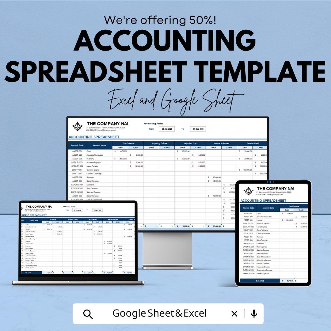 Accounting Spreadsheet Template | Small Business Bookkeeping | Income and Expense Tracker | Financial Finance Sheet