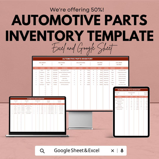 Automotive Parts Inventory Template | Auto Parts Stock Tracker | Car Parts Inventory Spreadsheet | Excel & Google Sheets
