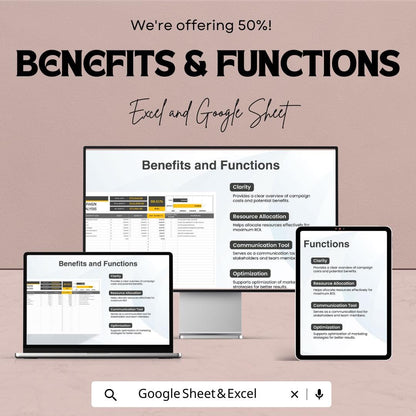 Advertising Campaign Cost-Benefit Analysis Sheet Template | Excel & Google Sheets ROI Calculator | Marketing Budget Spreadsheet