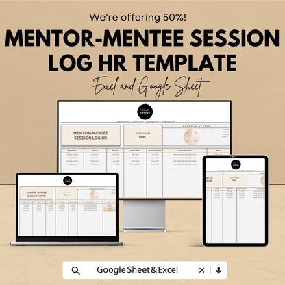 Mentor Mentee Log Template, HR Mentorship Tracker, Employee Coaching Log, Mentoring Session Sheet