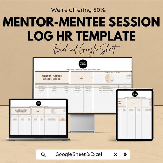 Mentor Mentee Log Template, HR Mentorship Tracker, Employee Coaching Log, Mentoring Session Sheet