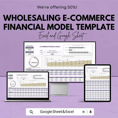 Wholesaling E-Commerce Financial Model Template | Wholesale Business Forecast | Profit and Cash Flow Model | Inventory & Sales Planner