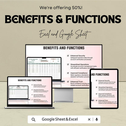 Account Verification Process Template | Account Review Tracker | Compliance Verification Sheet | Audit Tracking Template