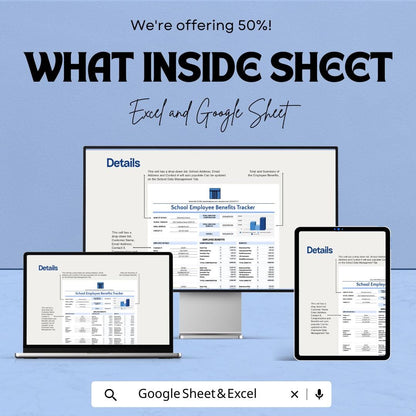 School Employee Benefits Tracker Sheet | Excel & Google Sheets Template for Tracking Employee Benefits