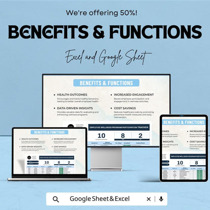 Employee Wellness Program Participation Tracker Template | Excel & Google Sheets | Wellness Program Tracker | HR Engagement Spreadsheet