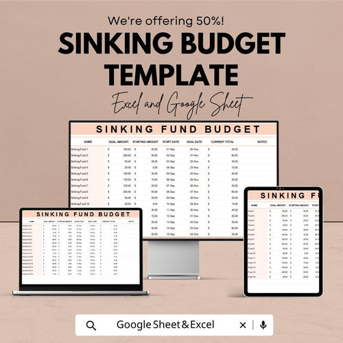 Sinking Fund Budget Template | Excel and Google Sheets Budget Planner | Sinking Budget Spreadsheet | Expense Tracker & Financial Planner