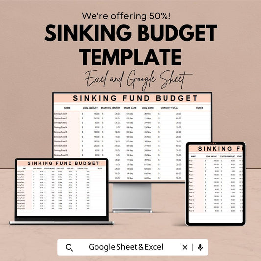 Sinking Fund Budget Template | Excel and Google Sheets Budget Planner | Sinking Budget Spreadsheet | Expense Tracker & Financial Planner