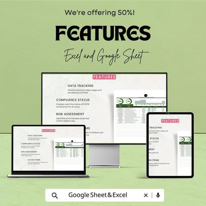 Operations GDPR Compliance Status Template, GDPR Tracker Spreadsheet, Data Protection Compliance Log, Privacy Compliance Dashboard