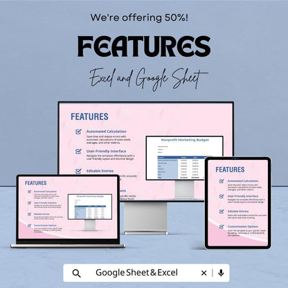 Non-Profit Marketing Budget Template | Nonprofit Budget Planner | Marketing Expense Tracker | Excel & Google Sheets Template |