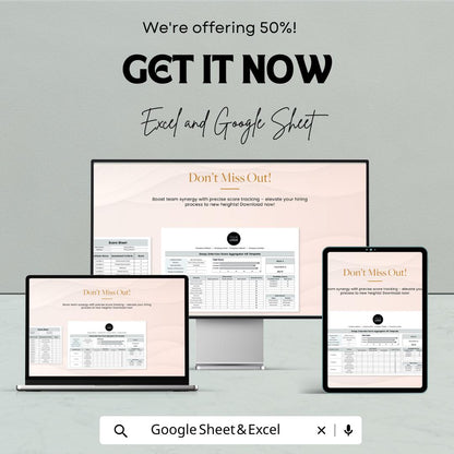 Group Interview Score Aggregator HR Template | Candidate Evaluation Tool | Interview Scorecard Excel & Google Sheets
