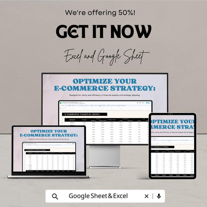 E-commerce Financial Model Template | Online Store Profit and Expense Tracker | Financial Projection Spreadsheet