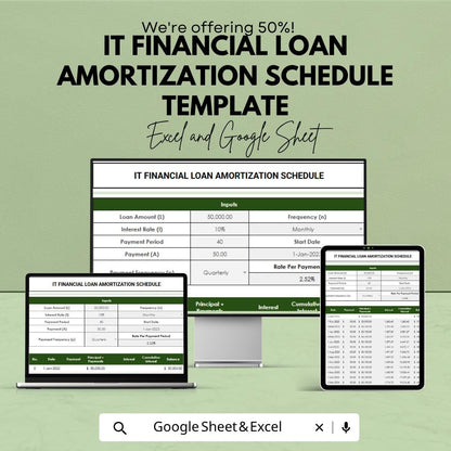 Loan Amortization Schedule Excel | IT Financial Loan Template | Payment Calculator Spreadsheet | Debt Payoff Planner