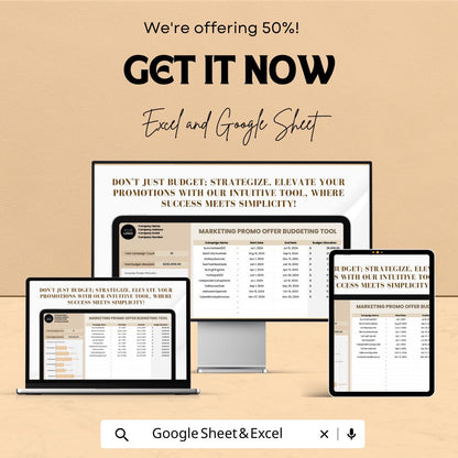 Marketing Promo Offer Budgeting Tool Sheet - Excel & Google Sheets Template - Budget Planner for Marketing Campaigns