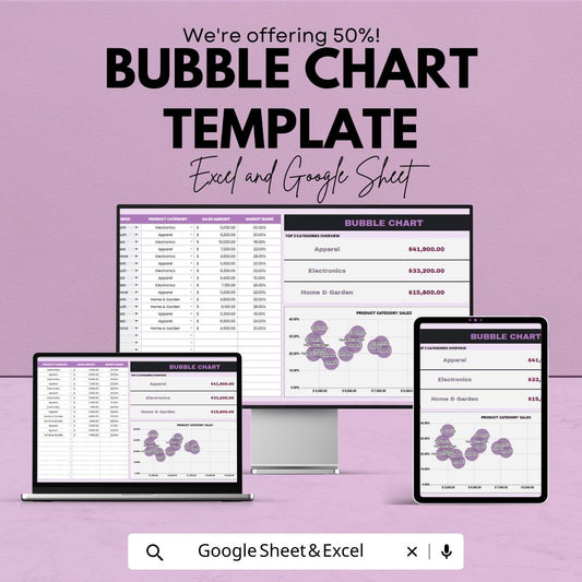 Bubble Chart Template Excel & Google Sheets | Data Visualization Spreadsheet | Market Analysis Dashboard | Business Analytics Chart