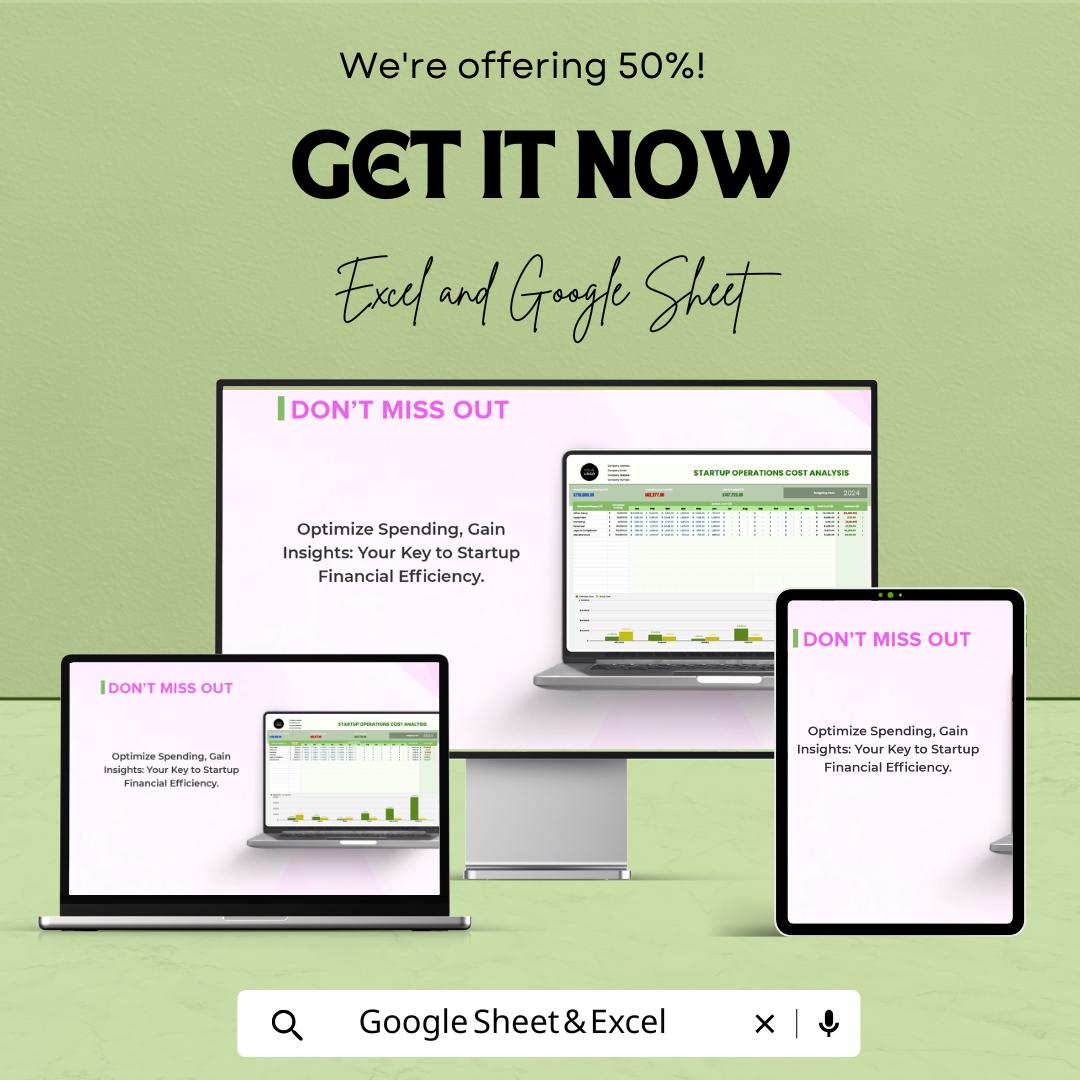 Startup Operations Cost Analysis Template | Monthly Operating Budget | Startup Financial Planning Spreadsheet