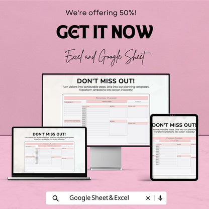 Personal Planner Template |  Productivity Planner | To Do List Task Organizer Digital Planning Sheet