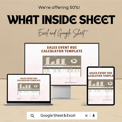 Sales Event ROI Calculator Template | Event Performance Tracker | Marketing ROI Spreadsheet | Sales Event Analysis Template