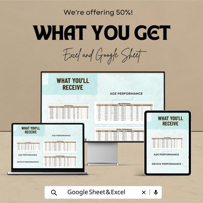 Facebook Ads Dashboard Template - Google Sheet for Facebook Advertising Insights - Marketing & ROI Tracker - Ads Performance Analysis Tool