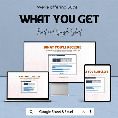 Grouped Bar Chart Template Excel & Google Sheets | Data Visualization Dashboard | Comparison Chart Spreadsheet | Business Analytics Template