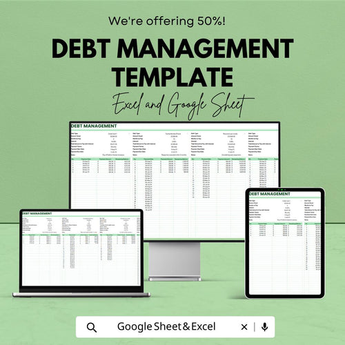 Debt Management Template | Excel & Google Sheets Debt Tracker | Debt Payoff Planner | Loan Payment Spreadsheet | Personal Finance Organizer