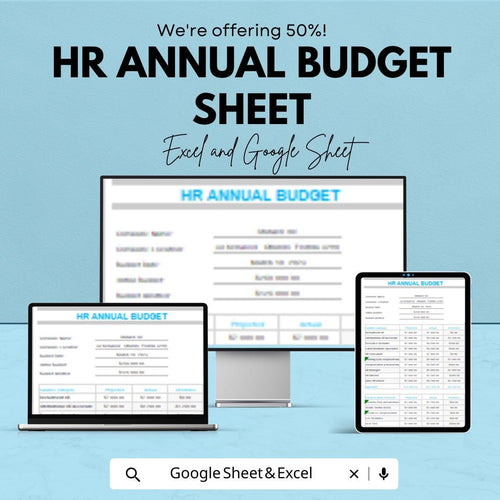 HR Annual Budget Template | Excel and Google Sheets | 50% Off! | Employee Budgeting & Financial Planner