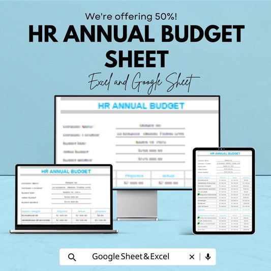 HR Annual Budget Template | Excel and Google Sheets | 50% Off! | Employee Budgeting & Financial Planner