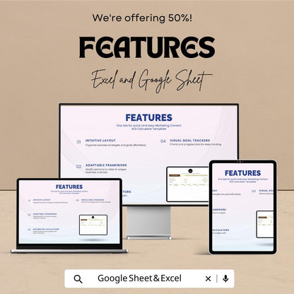 Marketing Content ROI Calculator Template | Content ROI Tracker | Marketing Performance Calculator | Investment & Revenue Analysis Tool