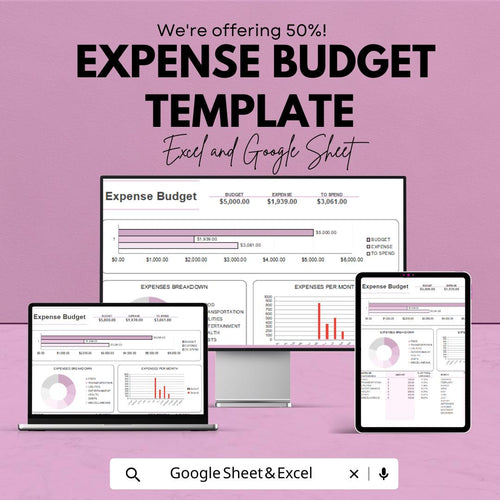 Expense Budget Template | Monthly Expense Tracker | Budget Planner Spreadsheet | Personal Finance Organizer | Business Budget Sheet