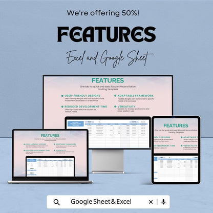 Account Reconciliation Tracking Template | Reconciliation Tracker | Account Balance Log | Transaction Tracker | Finance Spreadsheet