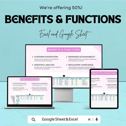 Startup Customer Complaints Log Sheet | Excel & Google Sheets | Complaint Tracker | Customer Service Template | Business CRM Tool